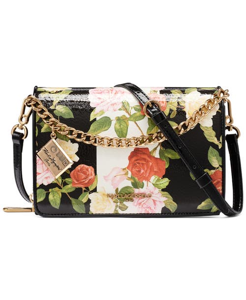 KARL LAGERFELD PARIS KARL LAGERFELD PARIS Lourdes Patent Floral Print Crossbody