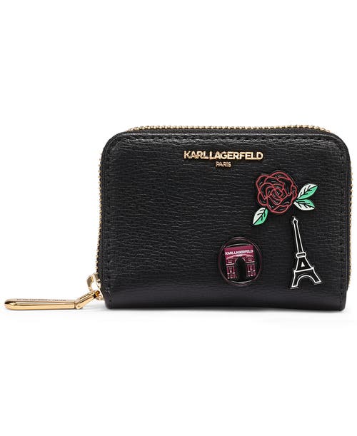 KARL LAGERFELD PARIS KARL LAGERFELD PARIS Maybelle Rhinestones+Patches Small Zip Around Wallet