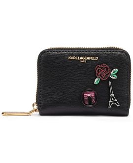 KARL LAGERFELD PARIS KARL LAGERFELD PARIS Maybelle Rhinestones+Patches Small Zip Around Wallet