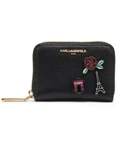 KARL LAGERFELD PARIS KARL LAGERFELD PARIS Maybelle Rhinestones+Patches Small Zip Around Wallet