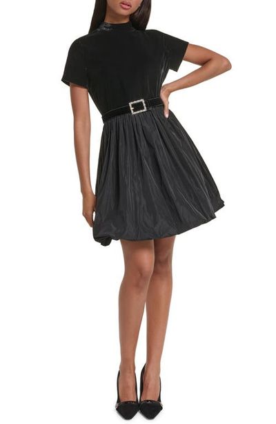 KARL LAGERFELD PARIS KARL LAGERFELD PARIS Mixed Media Bubble Hem Dress