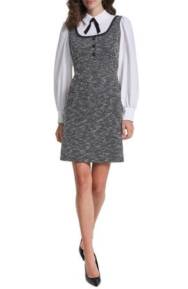 KARL LAGERFELD PARIS KARL LAGERFELD PARIS Mixed Media Long Sleeve Minidress