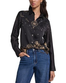 Karl Lagerfeld Paris Karl Lagerfeld Paris Placed Print Button Front Blouse