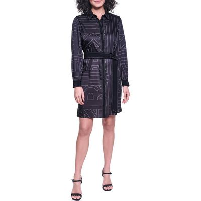 KARL LAGERFELD PARIS KARL LAGERFELD PARIS Printed Silky Crepe Long Sleeve Shirtdress