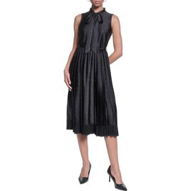 KARL LAGERFELD PARIS KARL LAGERFELD PARIS Printed Tie Neck Satin Midi Dress