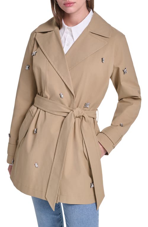 KARL LAGERFELD PARIS KARL LAGERFELD PARIS Rhinestone Embellished Short Trench Coat