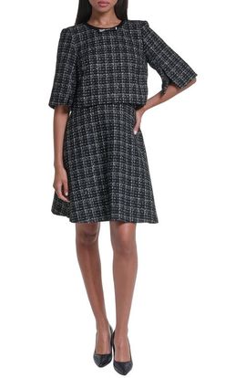 KARL LAGERFELD PARIS KARL LAGERFELD PARIS Sequin Plaid Tweed Dress