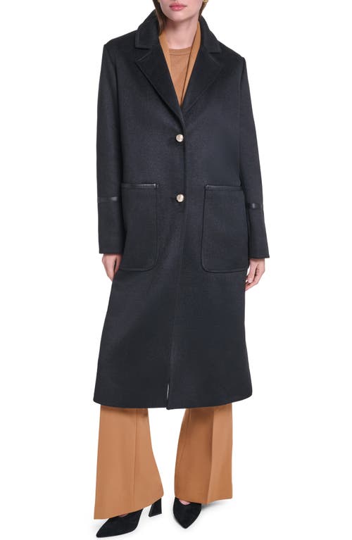KARL LAGERFELD PARIS KARL LAGERFELD PARIS Single Breasted Coat with Faux Leather Trim