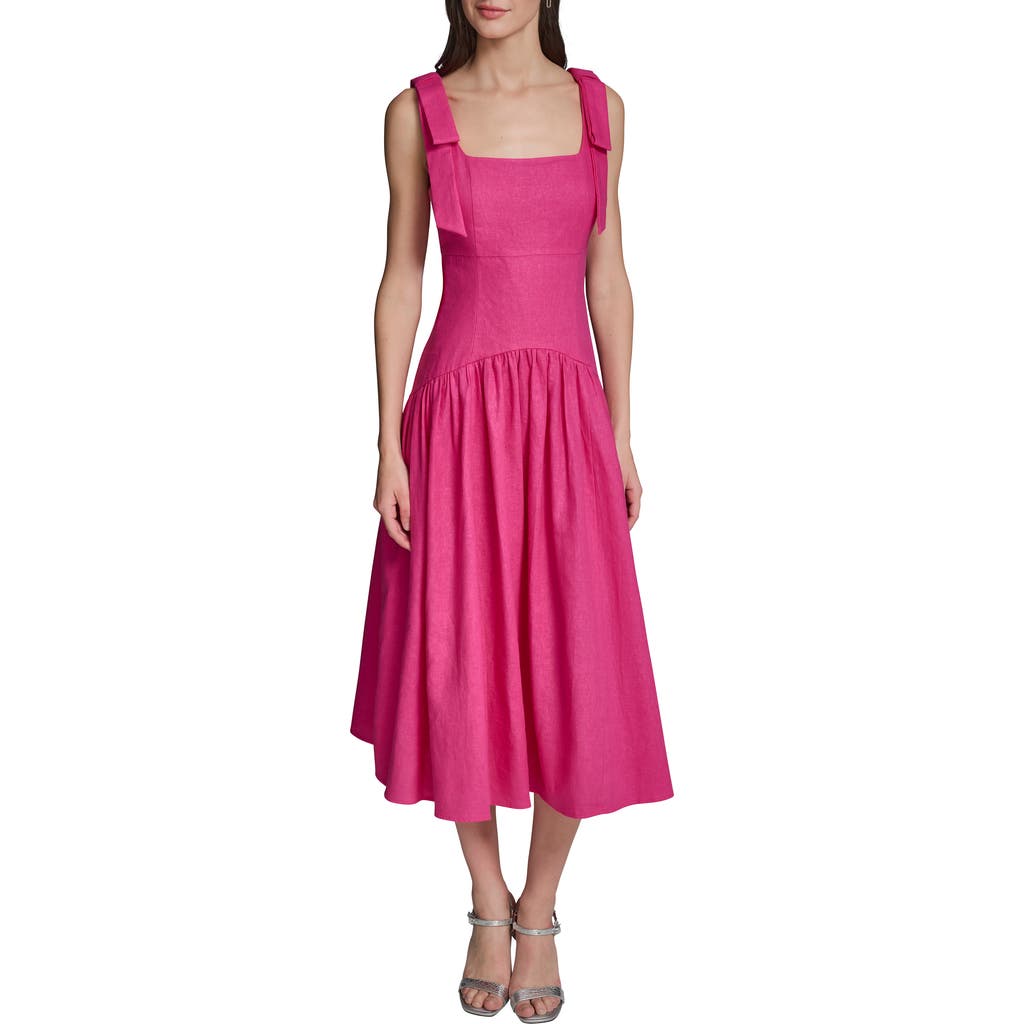 KARL LAGERFELD PARIS KARL LAGERFELD PARIS Sleeveless Linen Blend Midi Dress