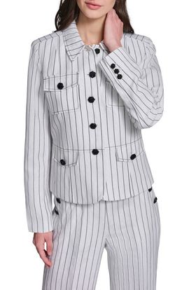 KARL LAGERFELD PARIS KARL LAGERFELD PARIS Stripe Linen Blend Jacket