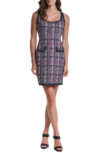 KARL LAGERFELD PARIS KARL LAGERFELD PARIS Tweed Print Sleeveless Ponte Minidress