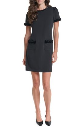 KARL LAGERFELD PARIS KARL LAGERFELD PARIS Velvet Detail Scuba Crepe Shift Minidress