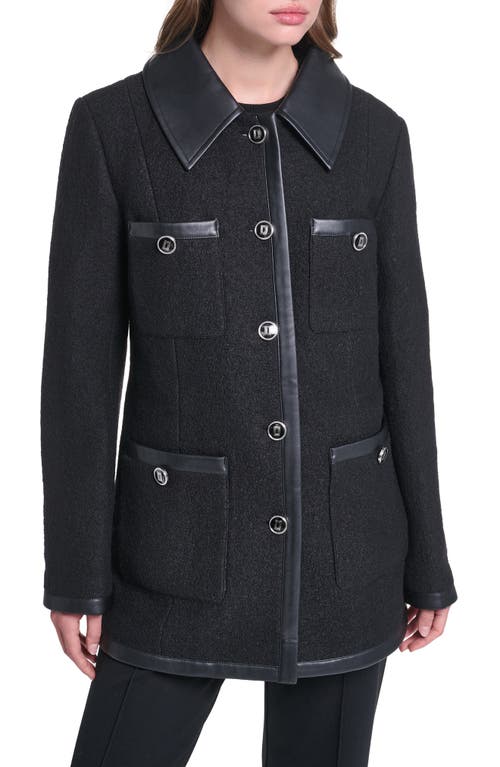 KARL LAGERFELD PARIS KARL LAGERFELD PARIS Wool Blend Jacket with Faux Leather Trim