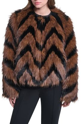 KARL LAGERFELD PARIS KARL LAGERFELD PARIS Zigzag Faux Fur Jacket