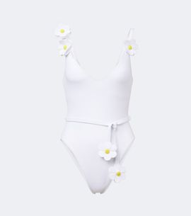Karla Colletto Karla Colletto Juliet belted floral-appliqué swimsuit