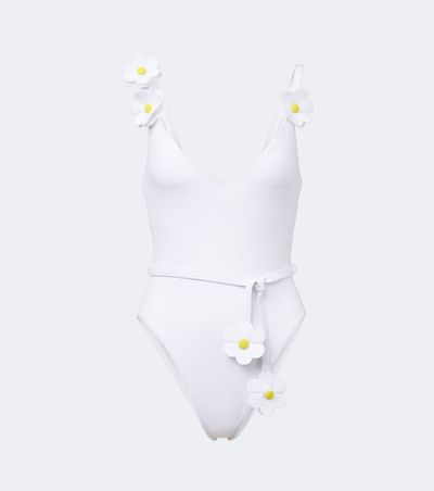 Karla Colletto Karla Colletto Juliet belted floral-appliqué swimsuit
