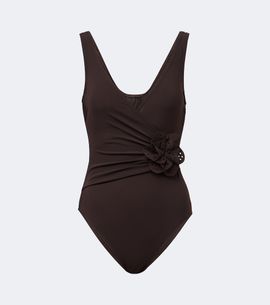 Karla Colletto Karla Colletto Rosetta floral-appliqué gathered swimsuit