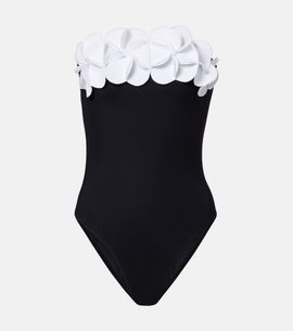 Karla Colletto Karla Colletto Tess floral-appliqué bandeau swimsuit