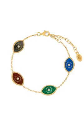 Karma and Luck Karma and Luck Blessed Soul Evil Eye Multi Stone Chain Bracelet
