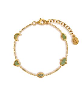 Karma And Luck Karma and Luck Celestial Bonds Jade Moon Heart & Evil Eye Bracelet