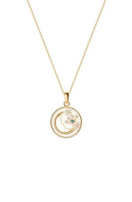 Karma and Luck Karma and Luck Celestial Impression - White Enamel Moon & Stars Necklace