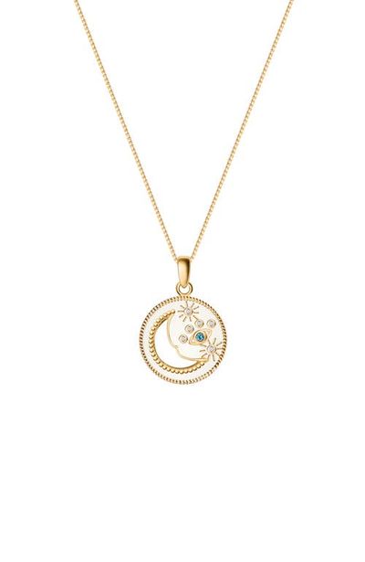 Karma and Luck Karma and Luck Celestial Impression - White Enamel Moon & Stars Necklace