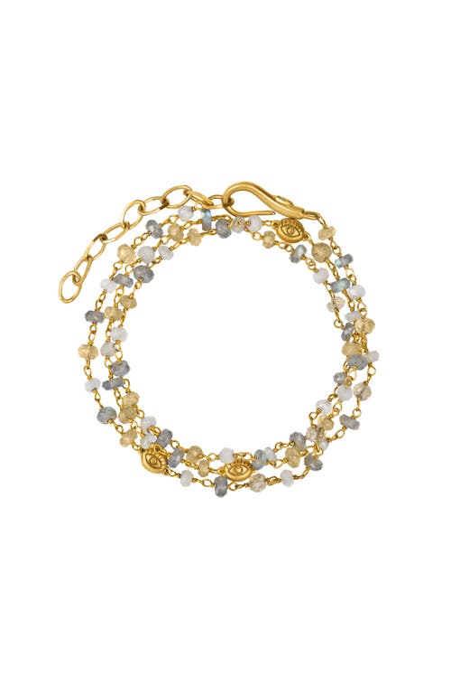 Karma and Luck Karma and Luck Citrine Labradorite Moonstone Gold Plated Wrap Women's Bracelet - Divine Happiness