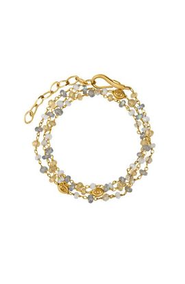 Karma and Luck Karma and Luck Citrine Labradorite Moonstone Gold Plated Wrap Women's Bracelet - Divine Happiness