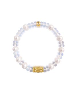 Karma And Luck Karma and Luck Endless Harmony Pearl Opal Greek Key Bracelet