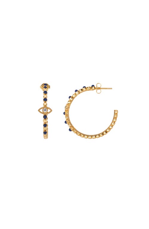 Karma and Luck Karma and Luck Evil Eye Lapis Gold Plated Women's Hoop Earrings - Truth Seeker