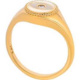 Karma and Luck Karma and Luck Evil Eye Mother of Pearl Gold Plated Women's Ring - Success Enhancer