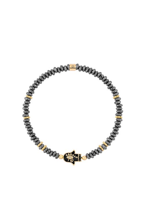 Karma and Luck Karma and Luck Eye of Horus Hamsa Hematite Women's Beaded Bracelet -