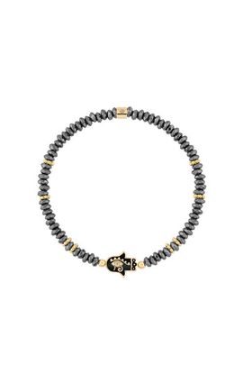 Karma and Luck Karma and Luck Eye of Horus Hamsa Hematite Women's Beaded Bracelet -