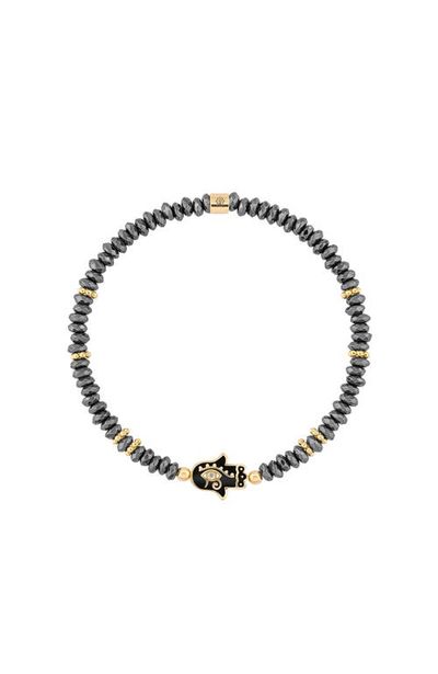 Karma and Luck Karma and Luck Eye of Horus Hamsa Hematite Women's Beaded Bracelet -
