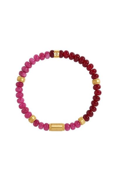 Karma and Luck Karma and Luck Garnet Rhodolite Gold Plated Women's Beaded Bracelet - Harmonized Flow
