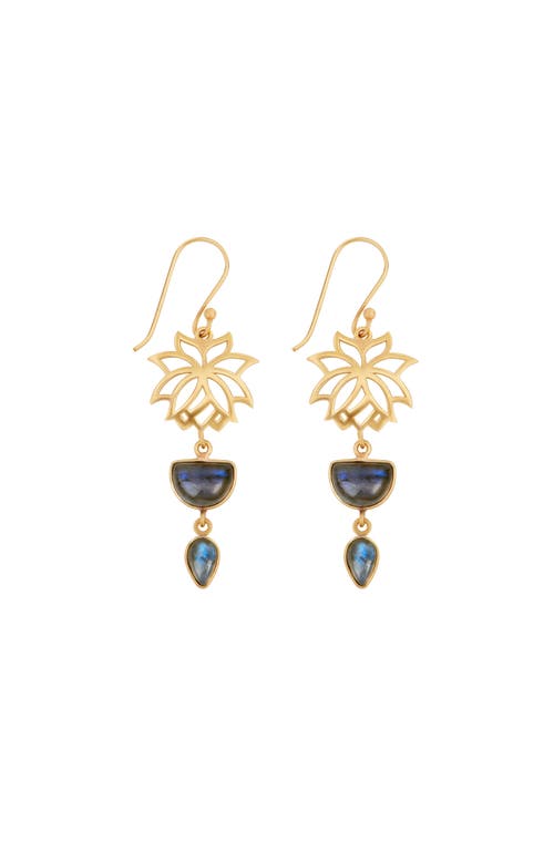 Karma and Luck Karma and Luck Gold Plated Lotus Charm Labradorite Women's Earrings - Subtle Movement
