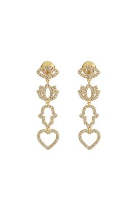 Karma and Luck Karma and Luck Gold Plated Multi Charm Dangle Earrings Radiant