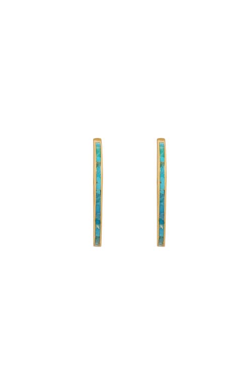 Karma and Luck Karma and Luck Graceful Strength Turquoise Gold Hoop Earrings