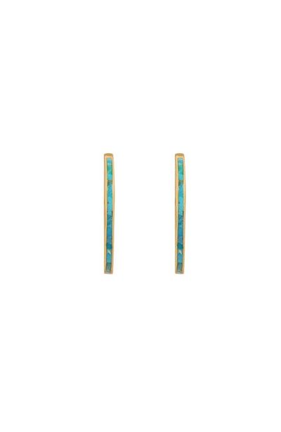 Karma and Luck Karma and Luck Graceful Strength Turquoise Gold Hoop Earrings