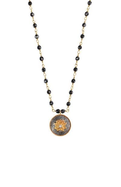 Karma and Luck Karma and Luck Hematite Lotus Gold Plated Women's Beaded Necklace - Enlightenment Hope