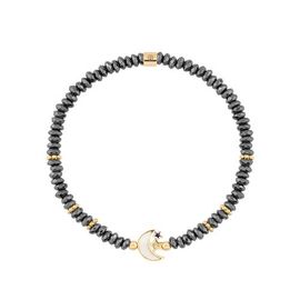 Karma and Luck Karma and Luck Hematite Moon and Star Charm Women's Beaded Bracelet - Lunar Sanctuary
