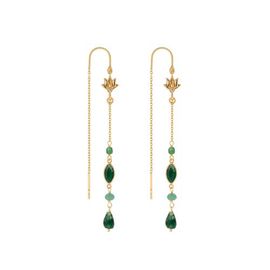 Karma and Luck Karma and Luck Jade Lotus Gold Plated Women's Drop Earrings - Peaceful Perspective