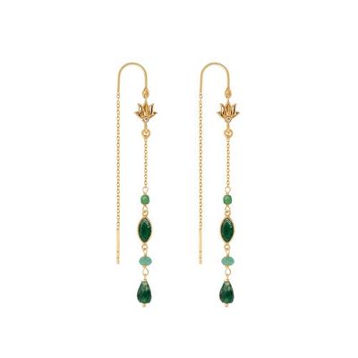 Karma and Luck Karma and Luck Jade Lotus Gold Plated Women's Drop Earrings - Peaceful Perspective