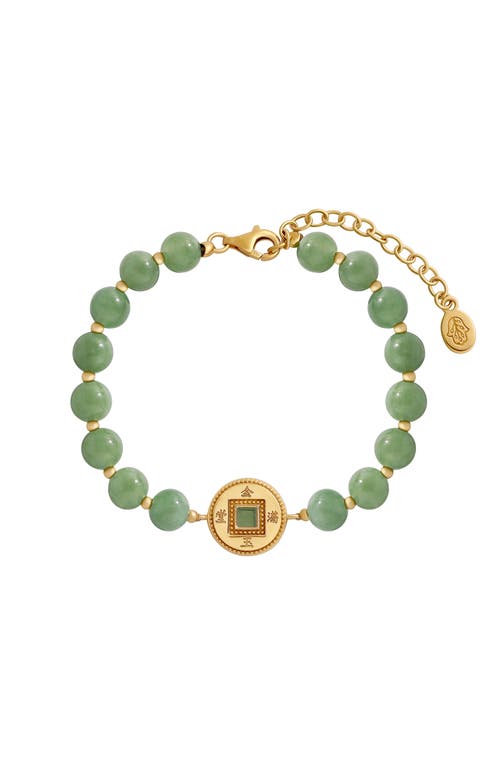 Karma and Luck Karma and Luck Jade Lucky Coin Gold Plated Women's Bracelet - Golden Fortune