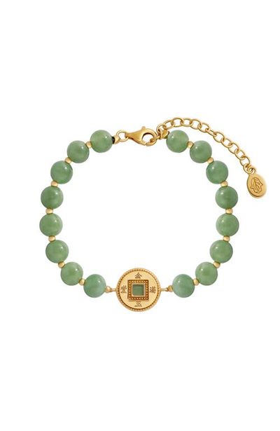 Karma and Luck Karma and Luck Jade Lucky Coin Gold Plated Women's Bracelet - Golden Fortune