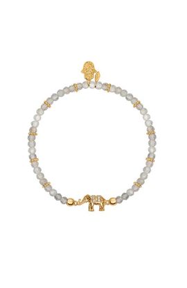 Karma and Luck Karma and Luck Labradorite Elephant Charm Beaded Bracelet Mind Nourisher