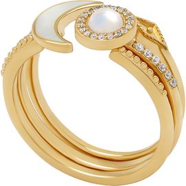 Karma and Luck Karma and Luck Lunar Brilliance Rainbow Moonstone Moon Gold Ring 