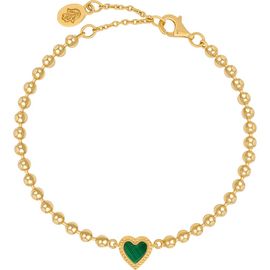 Karma and Luck Karma and Luck Malachite Heart Gold Plated Women's Charm Bracelet - Blessed & Peaceful