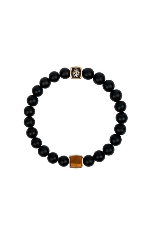 Karma and Luck Karma and Luck Men's Black Onyx Tiger’s Eye Beaded Bracelet