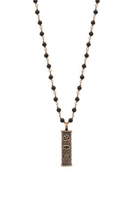 Karma and Luck Karma and Luck Men's Matte Black Onyx Triple Protection Beaded Necklace Brilliant Spirit